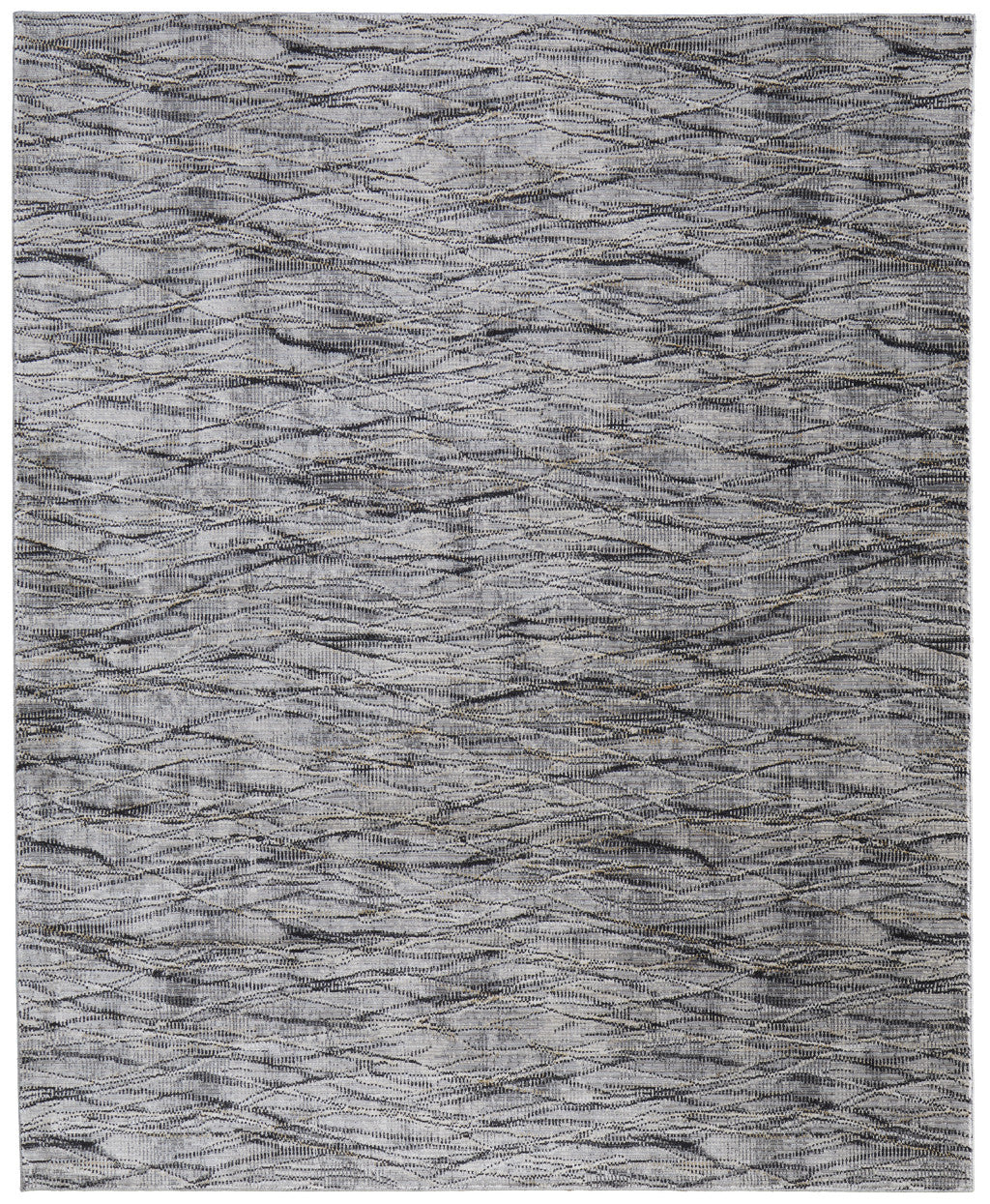 8 x 10 Gray Ivory & Tan Power Loom Rug