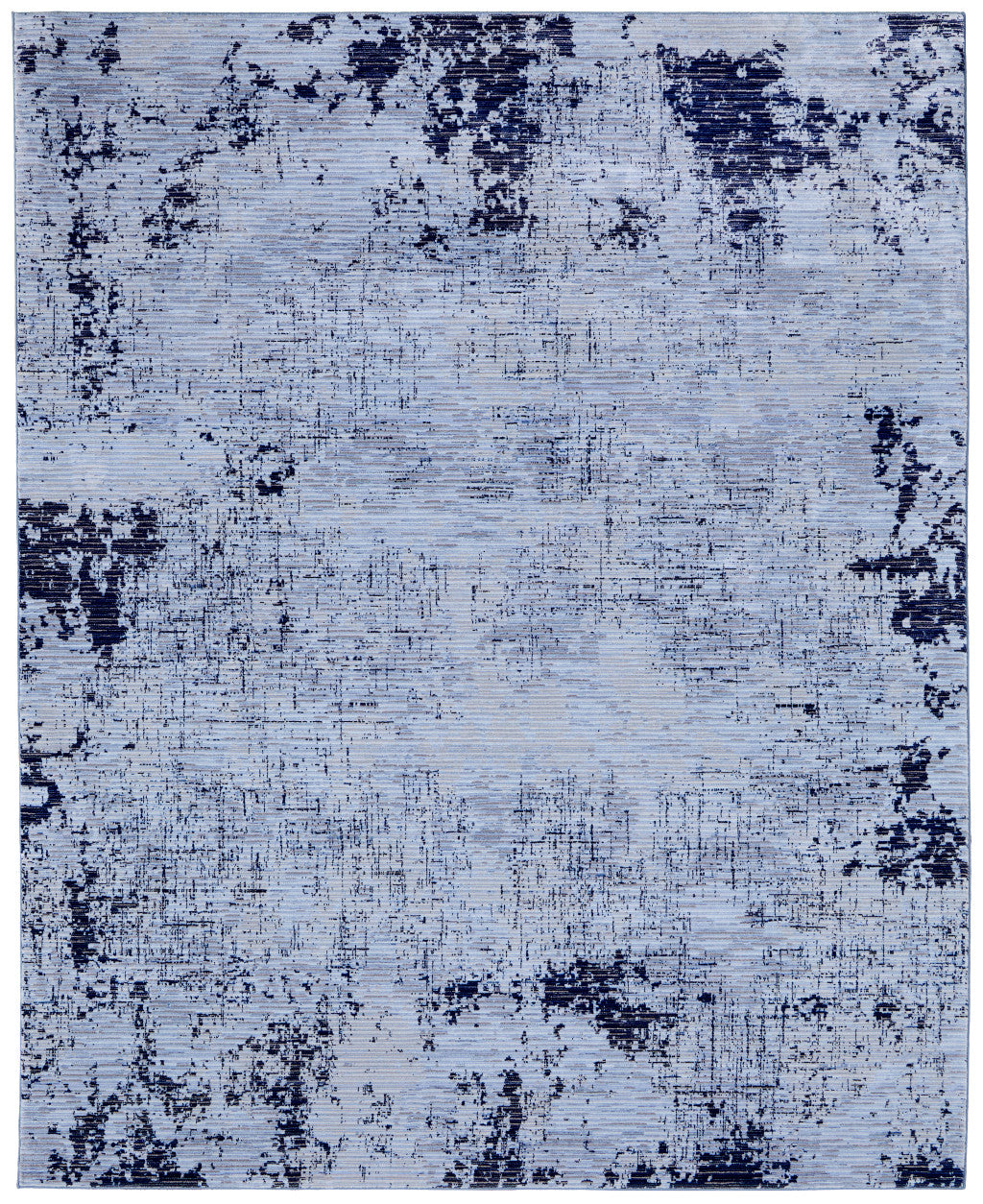 8 x 10 Light Blue & Black Power Loom Rug