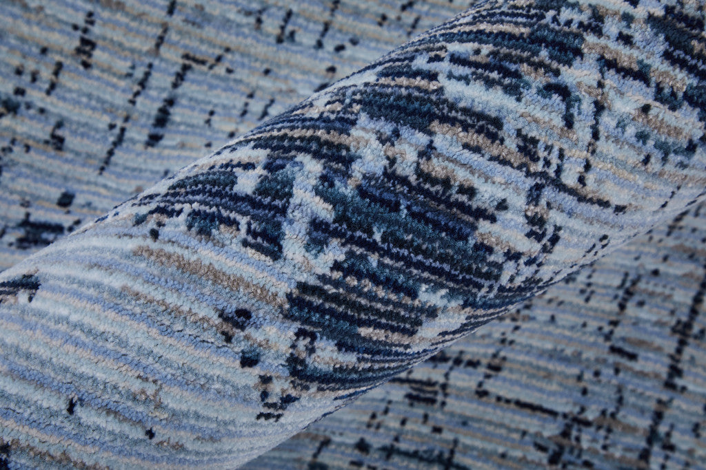 8 x 10 Light Blue & Black Power Loom Rug
