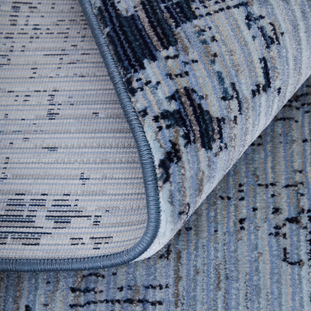 8 x 10 Light Blue & Black Power Loom Rug