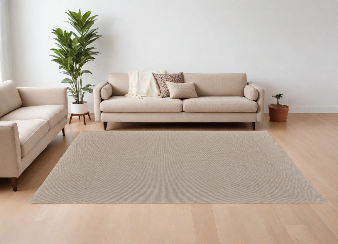 8 x 10 Ivory & Tan Hand Woven Rug