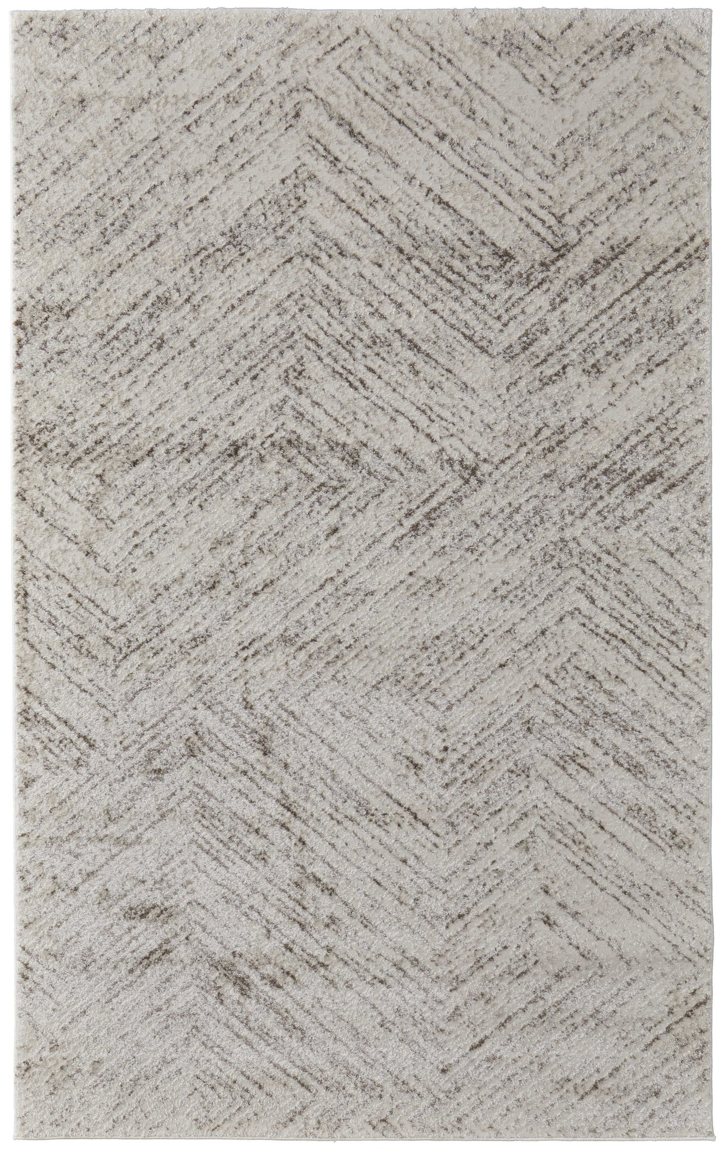 8 x 10 Ivory & Brown Geometric Power Loom Rug