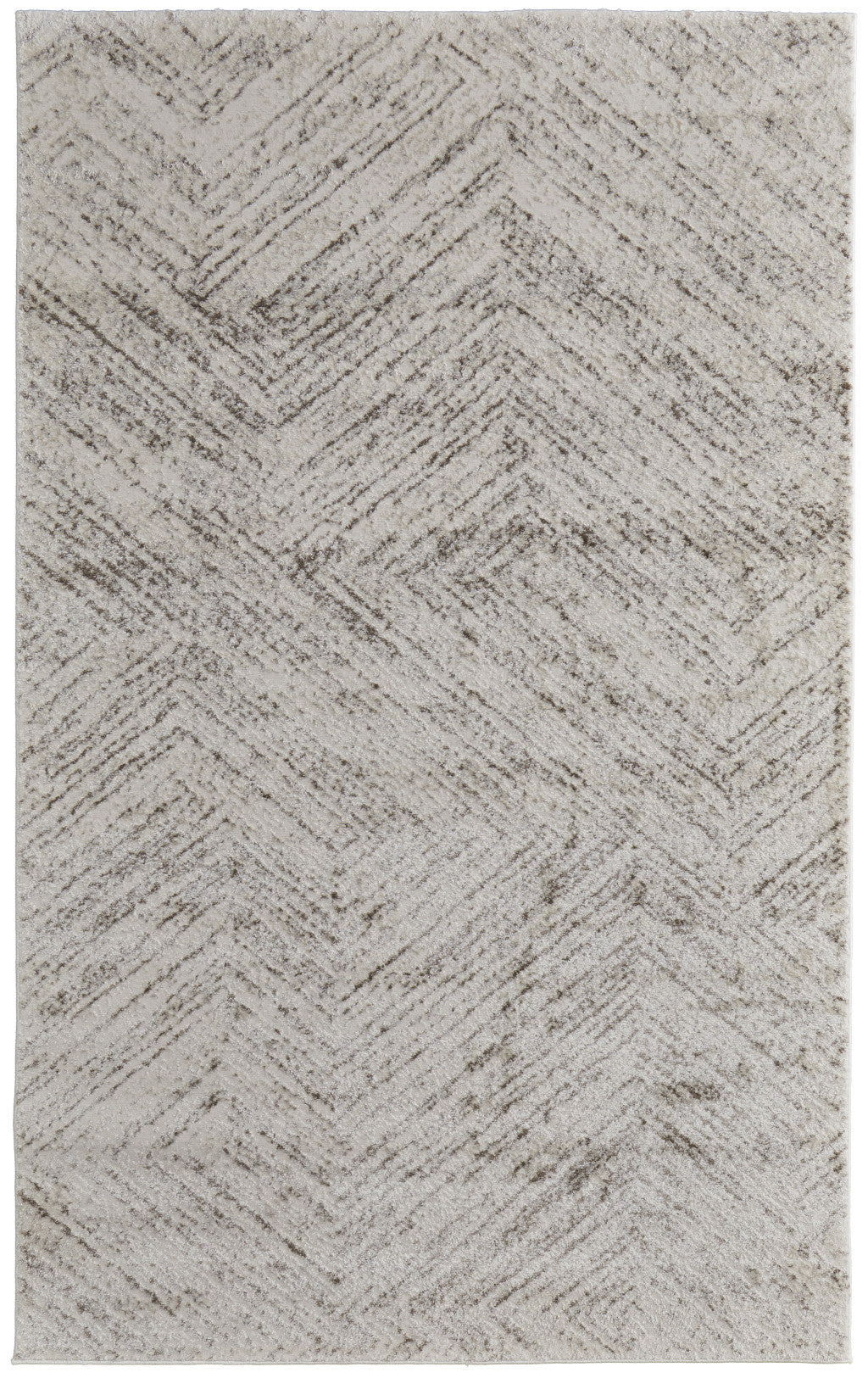 8 x 10 Ivory & Brown Geometric Power Loom Rug