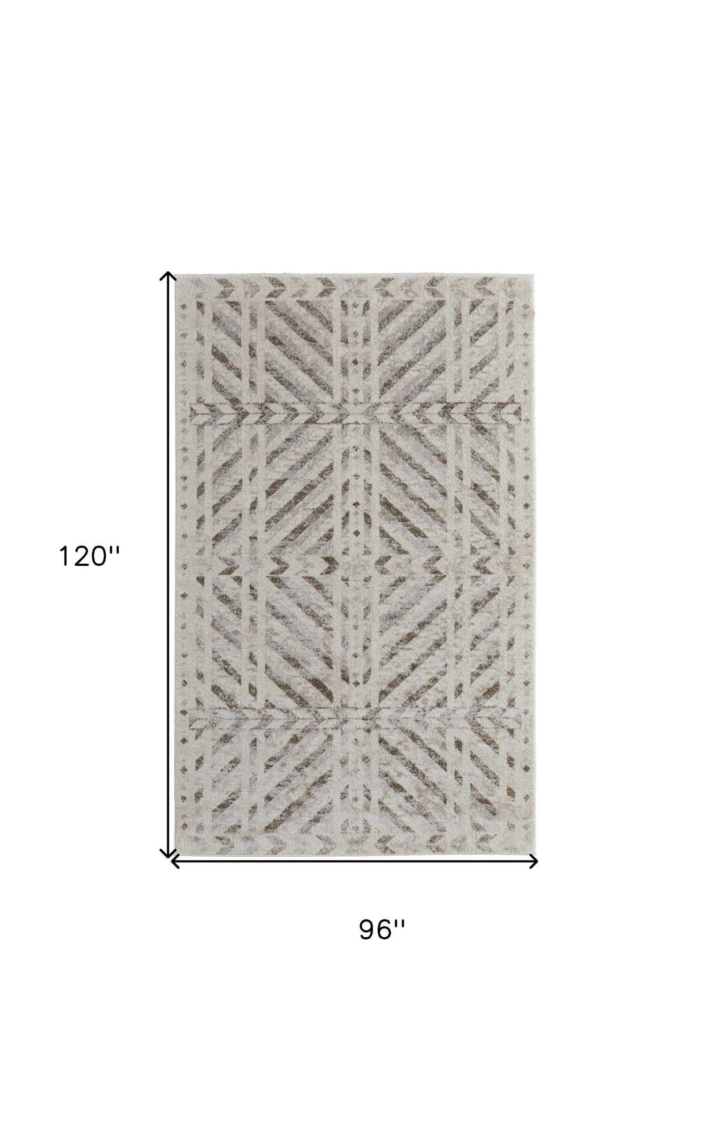 8 x 10 Ivory & Brown Geometric Power Loom Rug