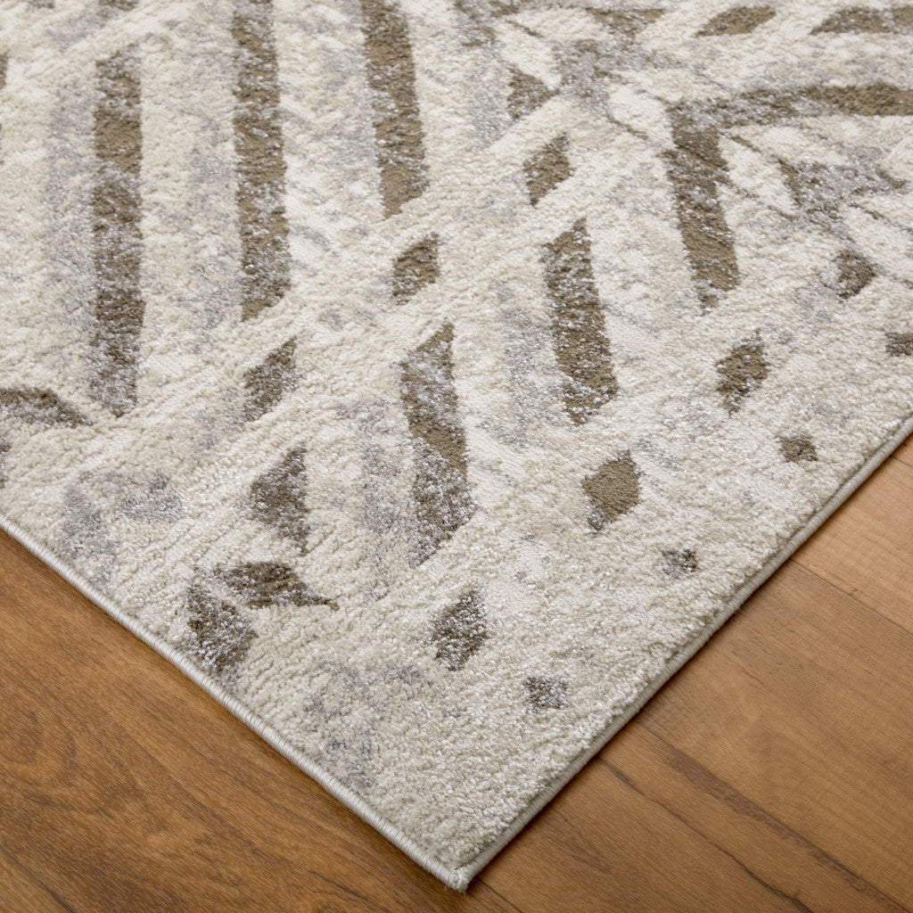 12 x 15 Ivory & Brown Geometric Power Loom Rug