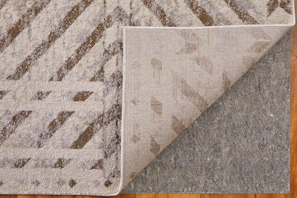 12 x 15 Ivory & Brown Geometric Power Loom Rug