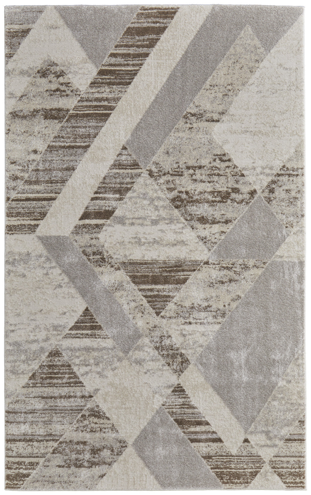 8 x 10 Ivory Gray & Brown Geometric Power Loom Rug