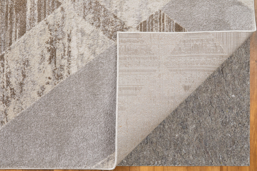 12 x 15 Ivory Gray & Brown Geometric Power Loom Rug