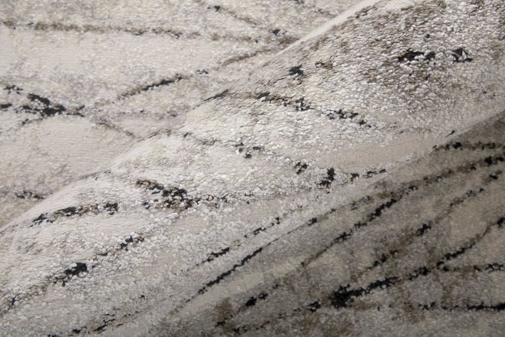 8 x 10 Ivory & Brown Geometric Power Loom Rug