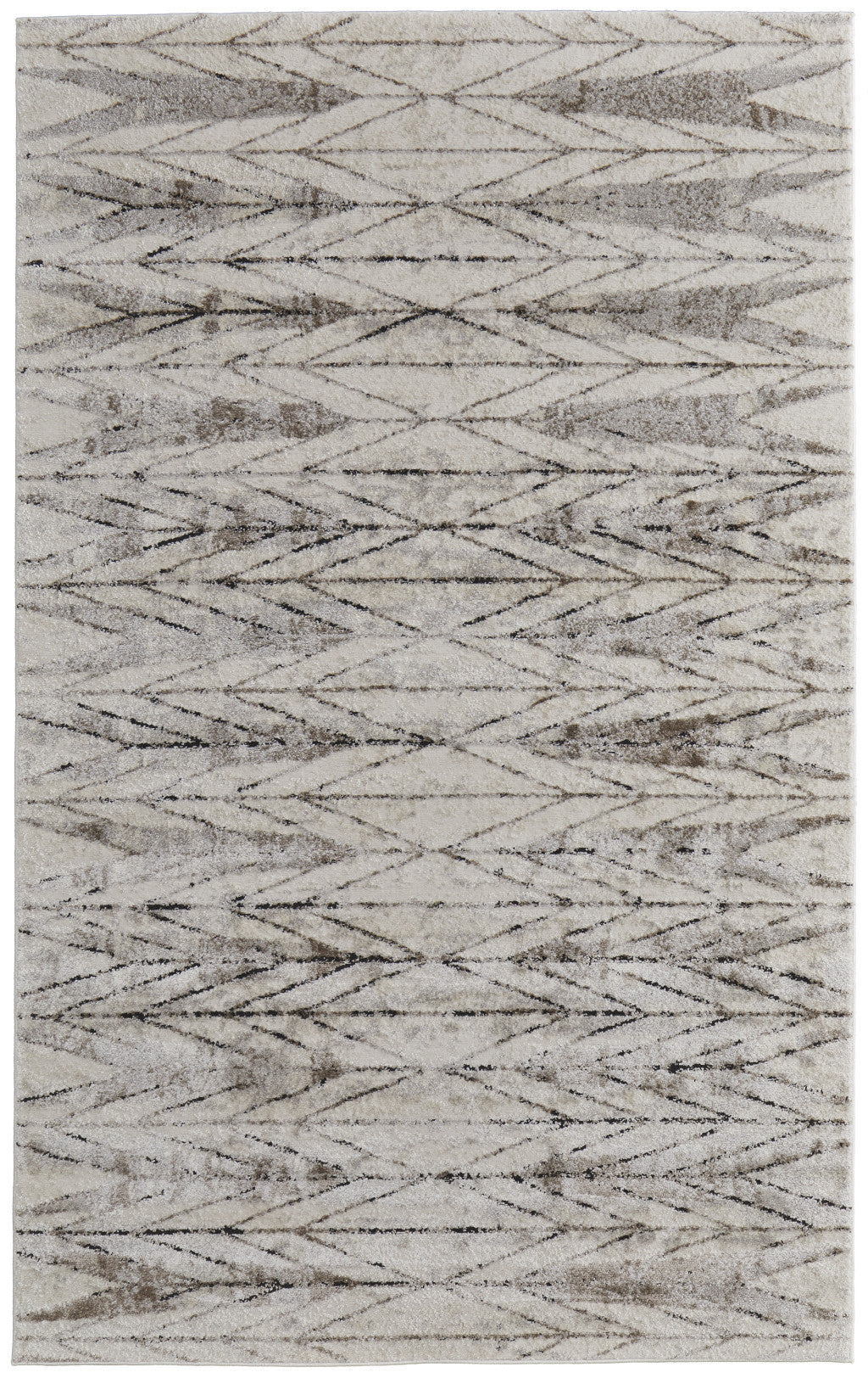 8 x 10 Ivory & Brown Geometric Power Loom Rug
