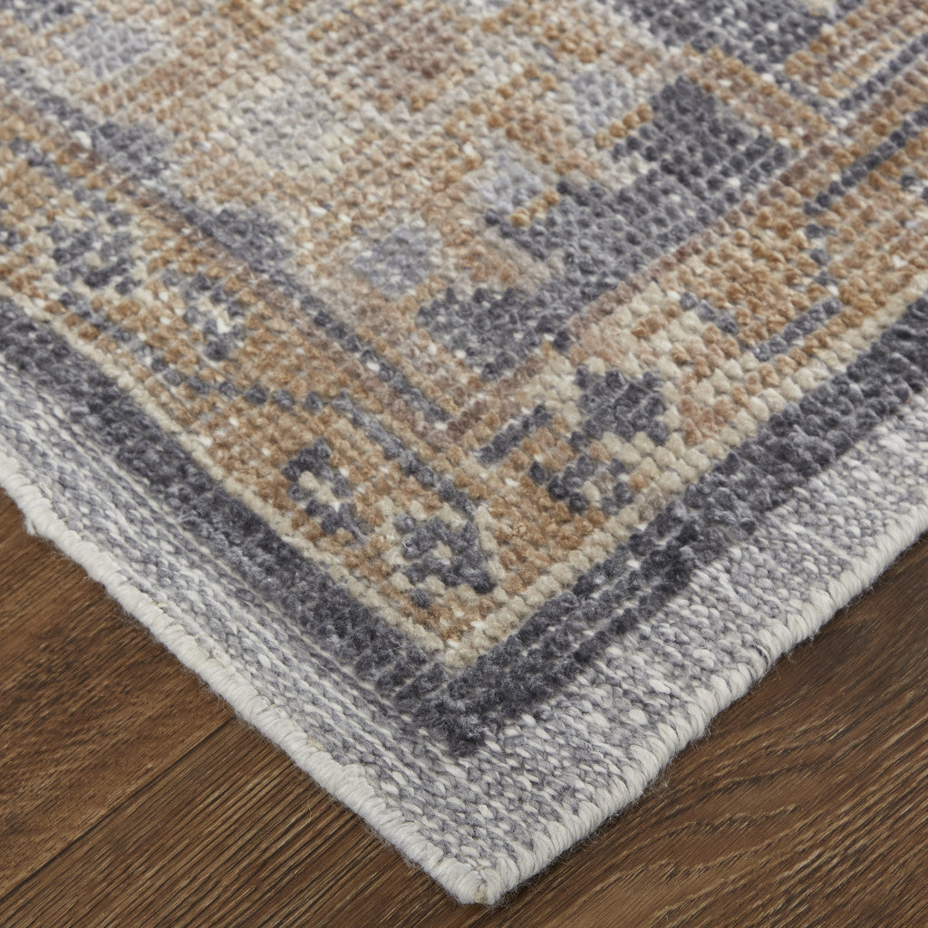 4 x 6 Blue Gray & Tan Oriental Hand Knotted Rug