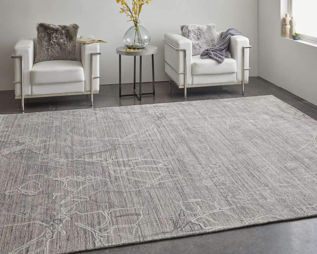 8 x 10 Gray & Ivory Hand Woven Rug