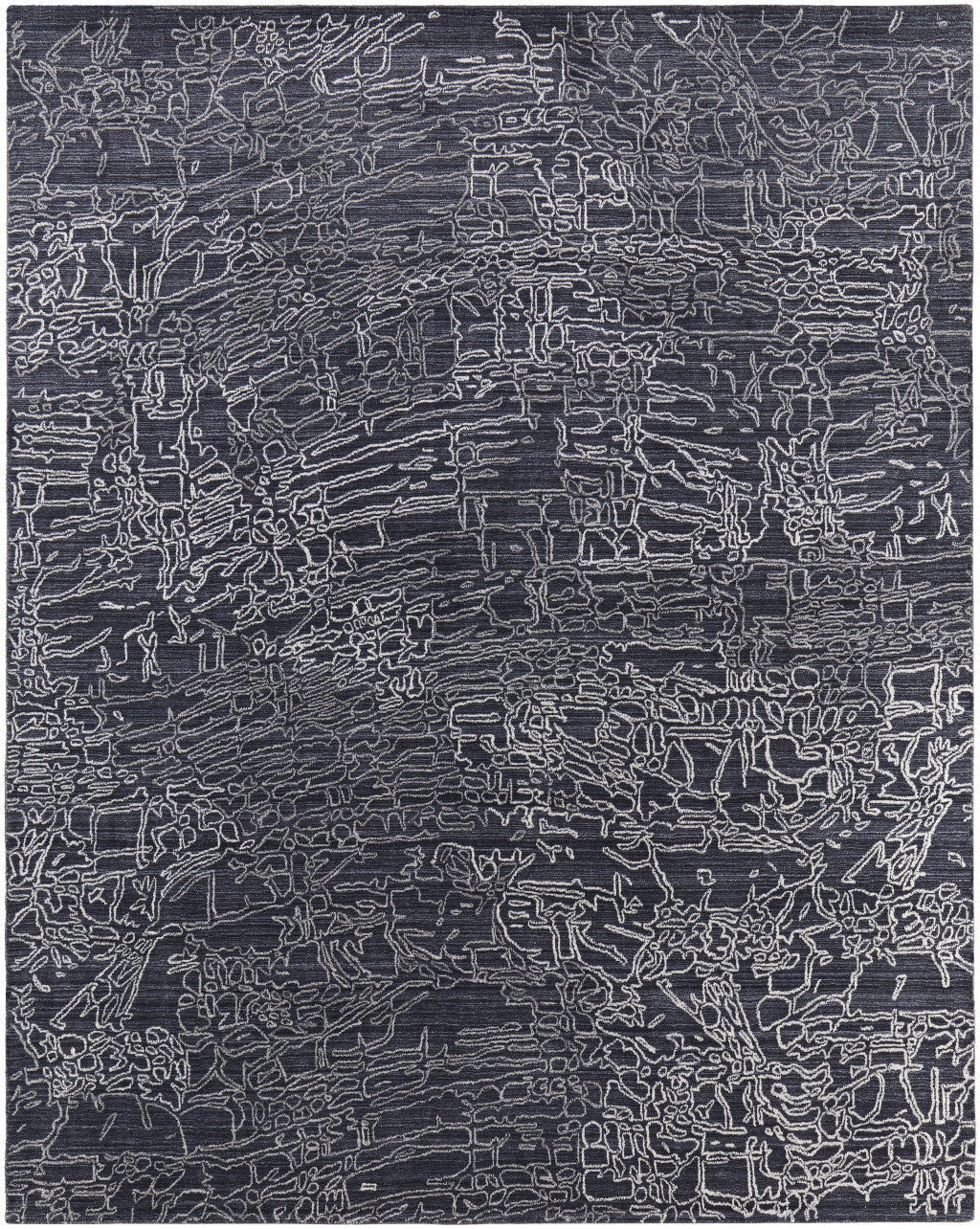 9 x 12 Black Gray & Ivory Hand Woven Rug