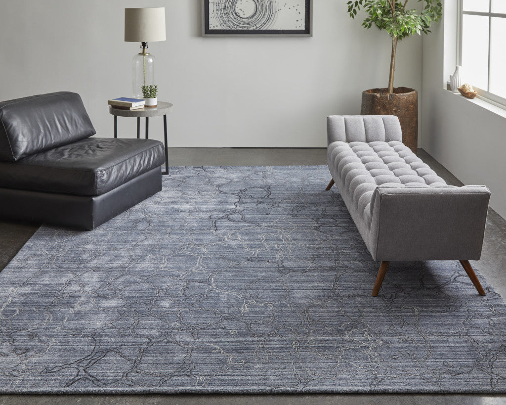 9 x 12 Gray & Blue Hand Woven Rug
