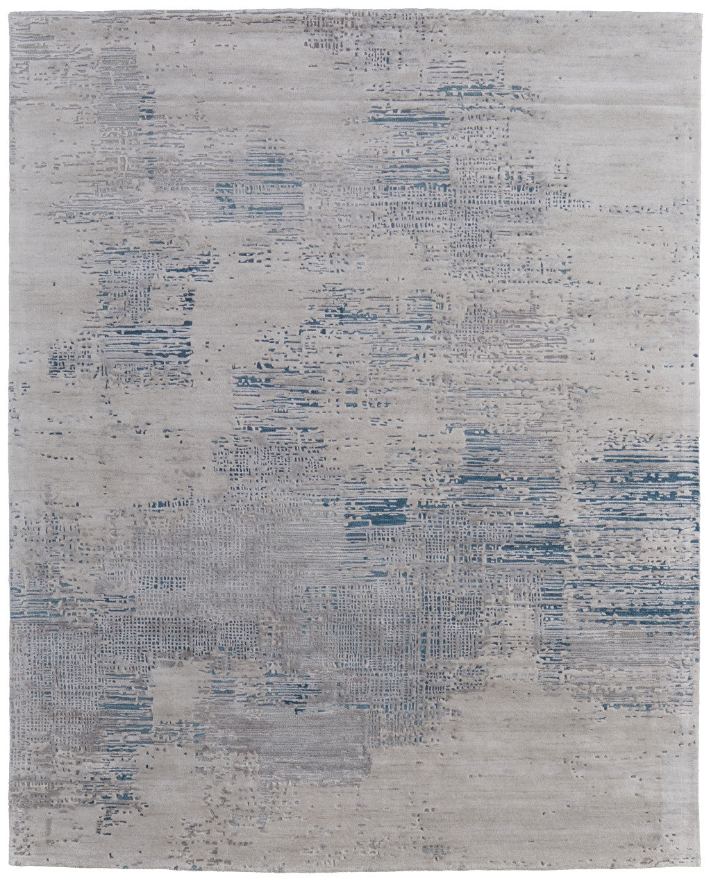 8 x 10 Gray Taupe & Blue Hand Tufted Rug