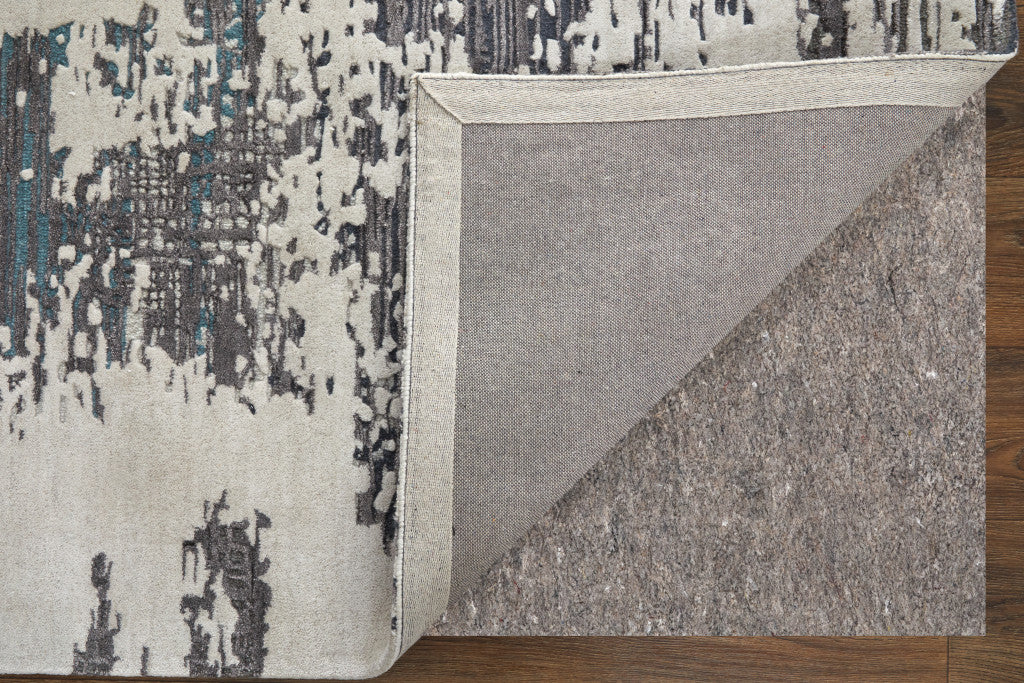 8 x 10 Ivory Brown & Blue Hand Tufted Rug