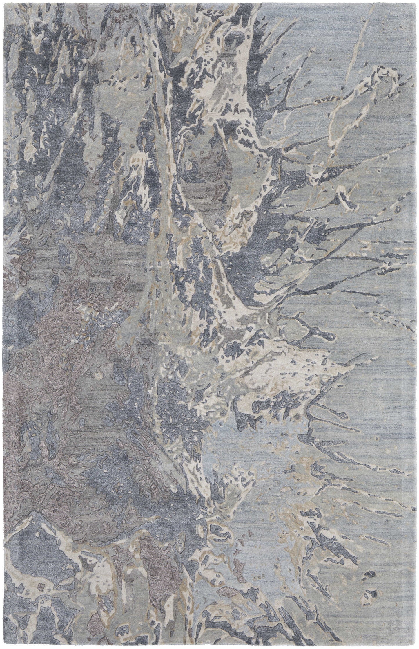 4 x 6 Ivory Taupe & Green Hand Tufted Rug