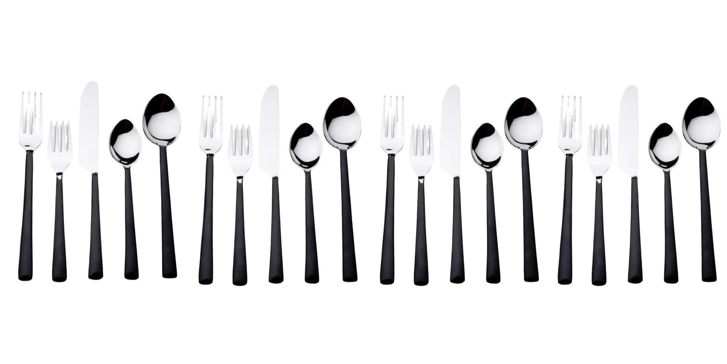 Matte Black Stainless Steel 20-Piece Hand Forged Flatware Set