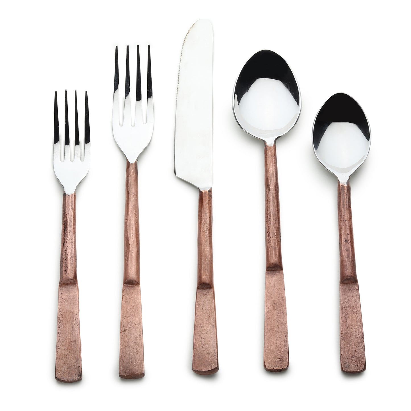 Matte Copper Stainless Steel 5-Piece Hand Forged Place Setting
