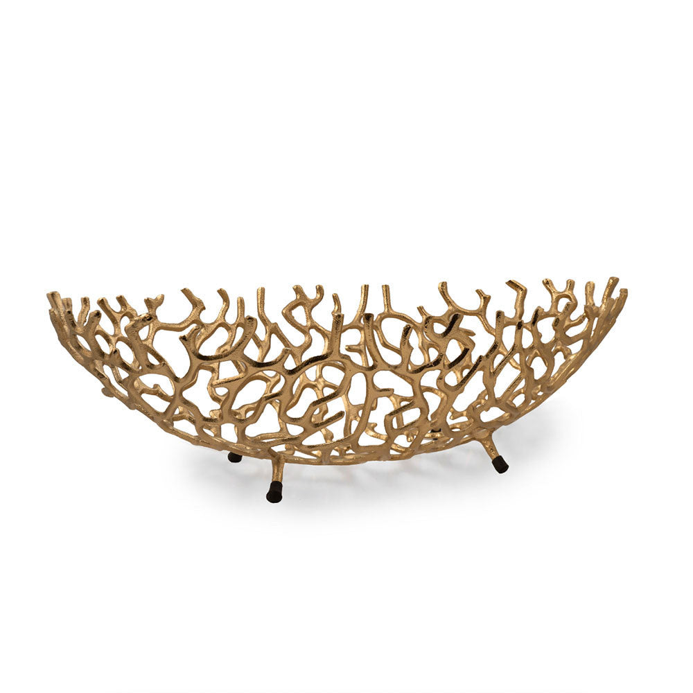Gold Oval Faux Coral Centerpiece Bowl