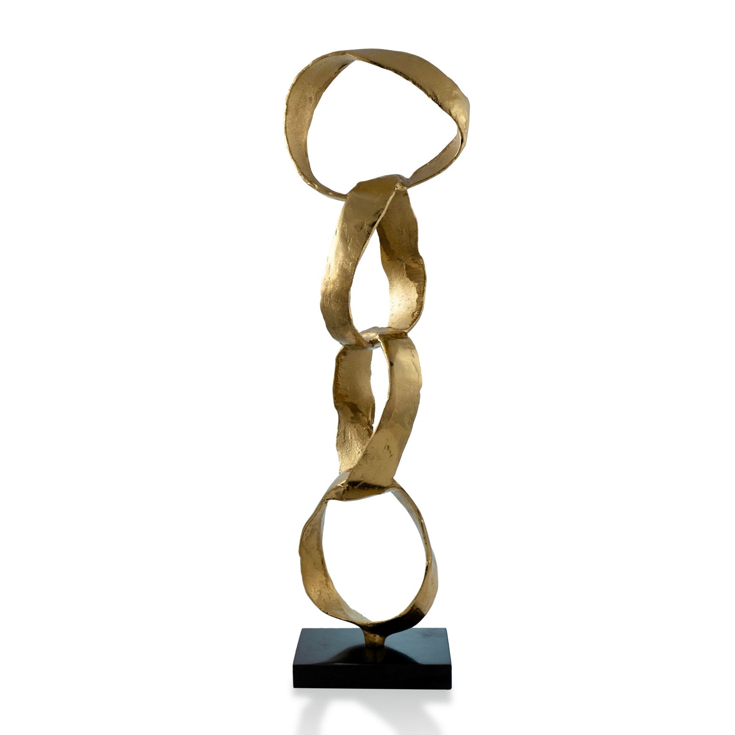 Gold & Black Marble & Aluminum Modern Abstract Tabletop Sculpture