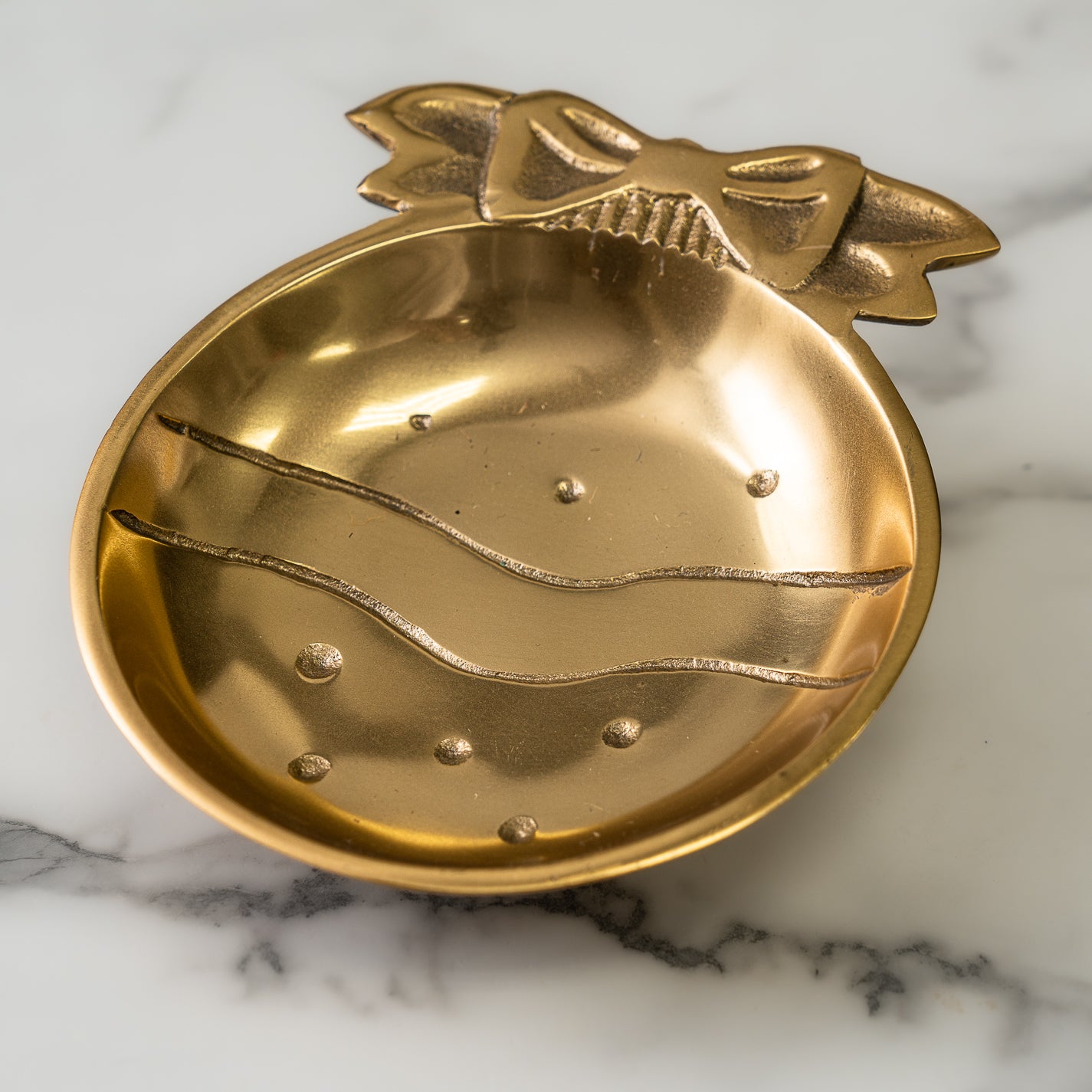 Gold Christmas Ornament Round Candy or Nut Bowl