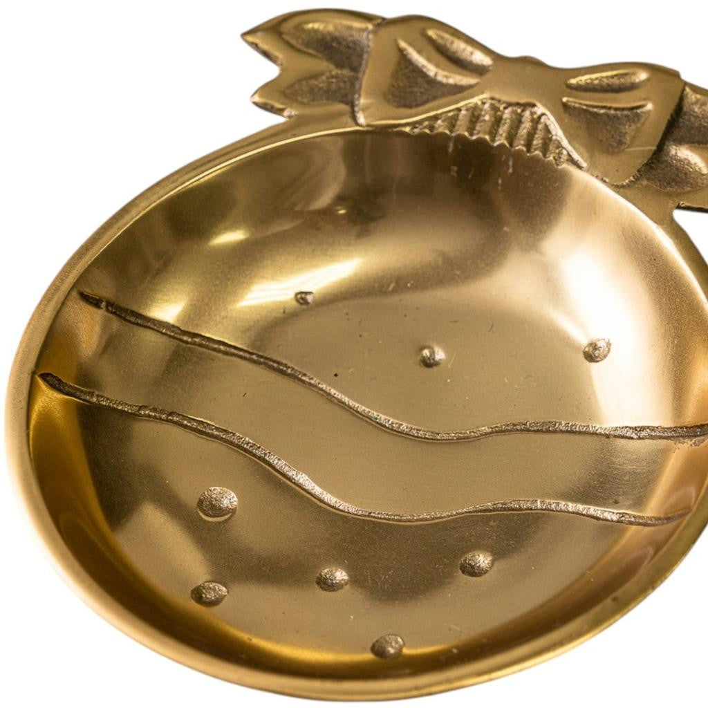 Gold Christmas Ornament Round Candy or Nut Bowl