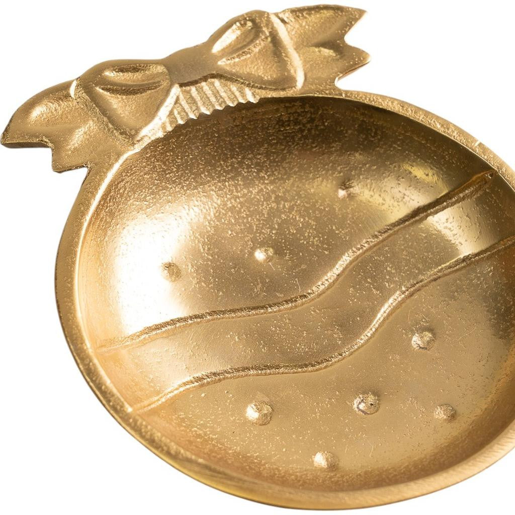 Gold Christmas Ornament Round Candy or Nut Bowl