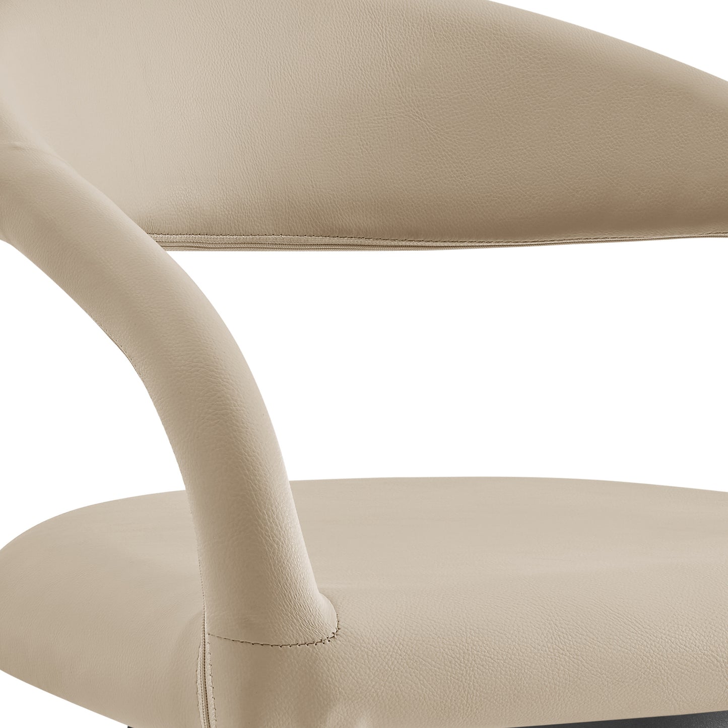 Beige & Black Faux Leather & Iron Low Back Counter Height Swivel Bar Chair