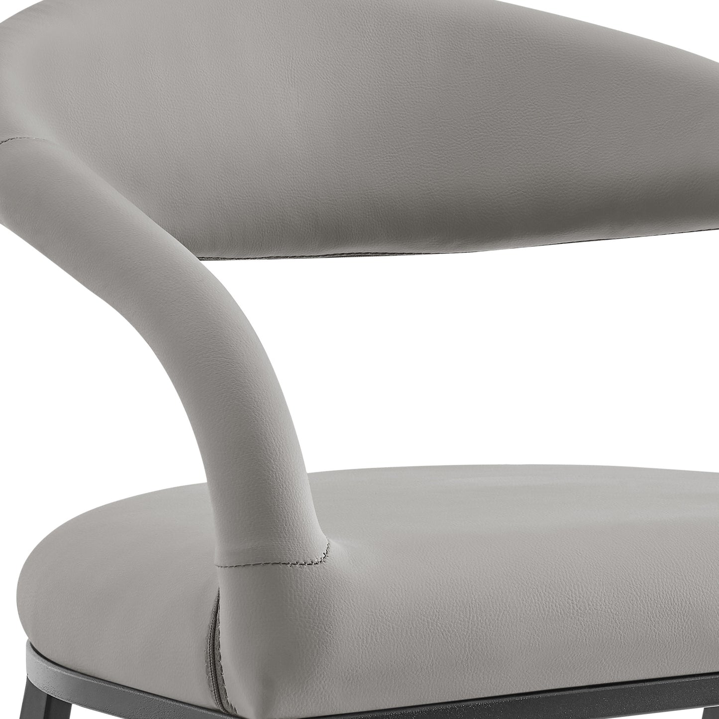 Light Gray & Black Faux Leather & Iron Low Back Bar Height Bar Chair