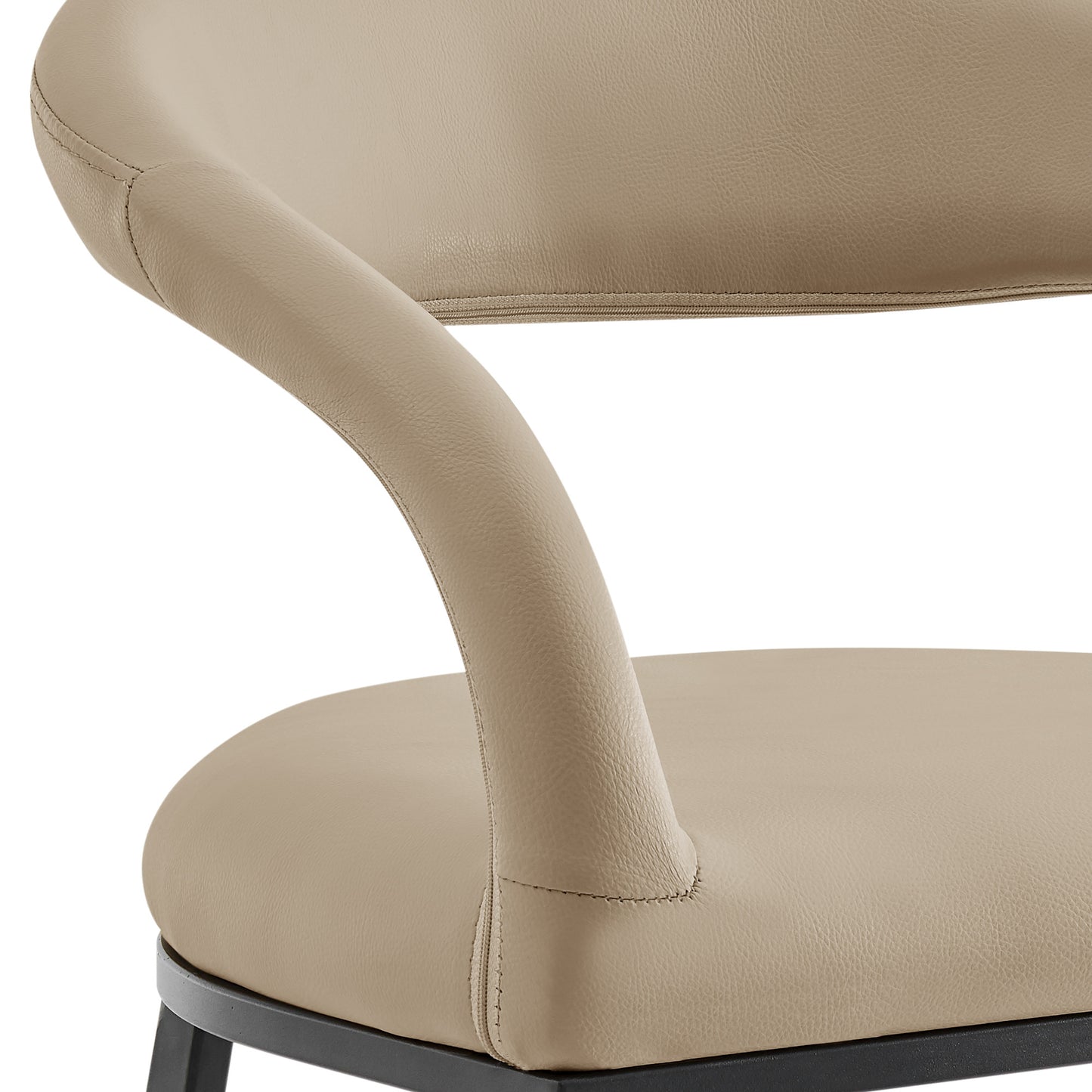 Beige & Black Faux Leather & Iron Low Back Bar Height Bar Chair