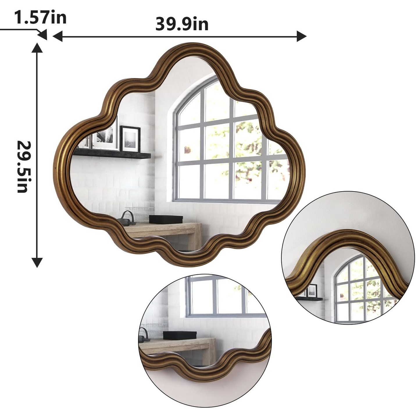 Gold Scalloped Metal Framed Accent Mirror