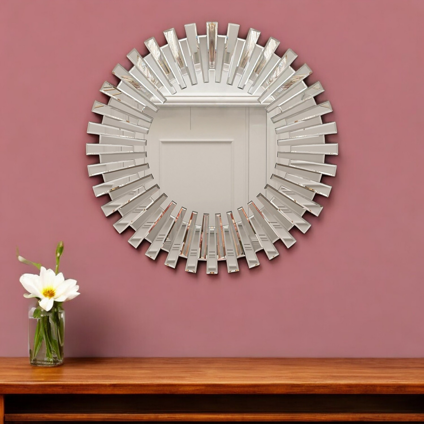 Silver Sunburst Unframed Accent Mirror
