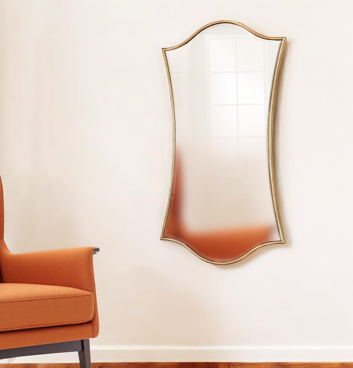 Gold Scalloped Metal Framed Accent Mirror