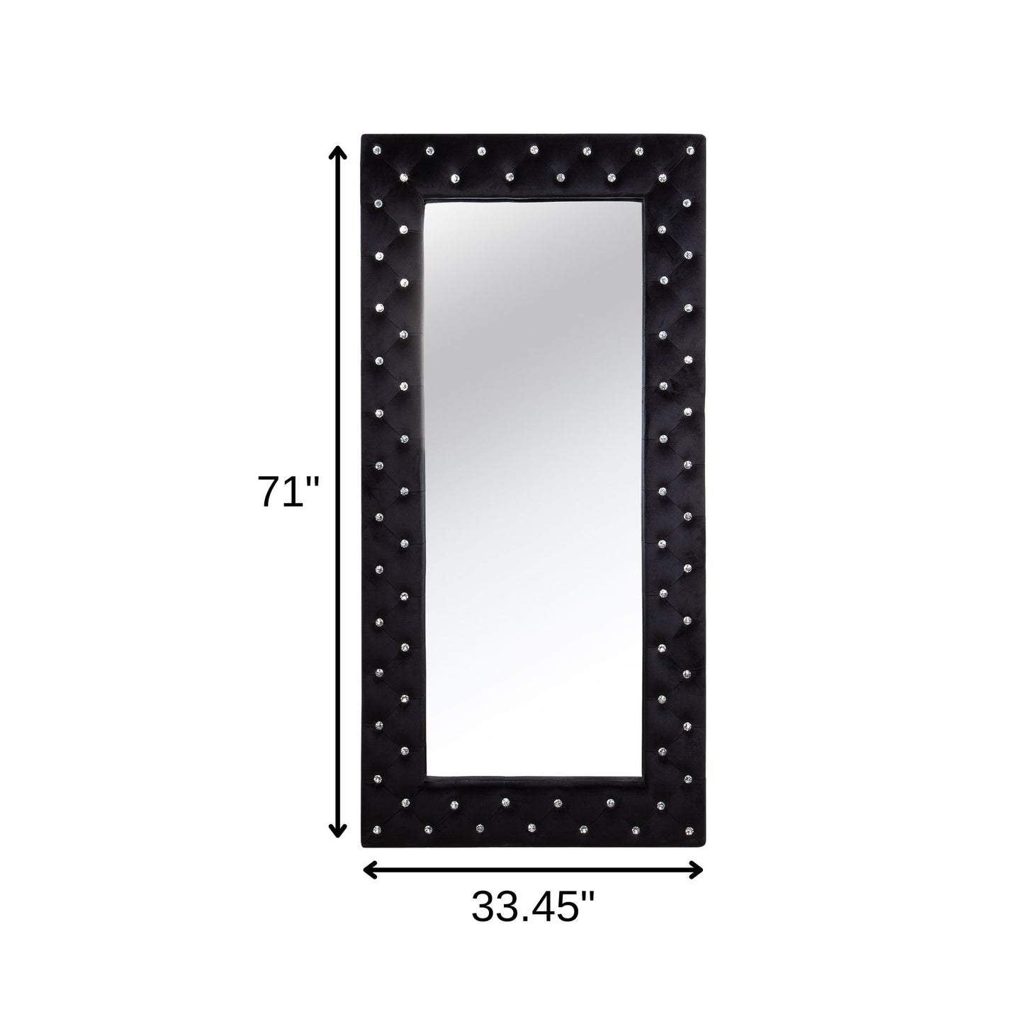 Black Wood and Faux Crystal Framed Freestanding and Wall Mount Standing Mirror