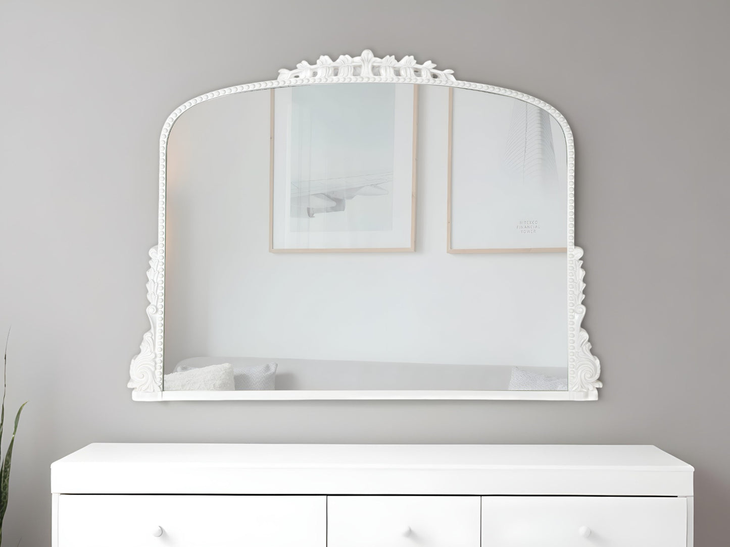 White Arch Framed Accent Mirror
