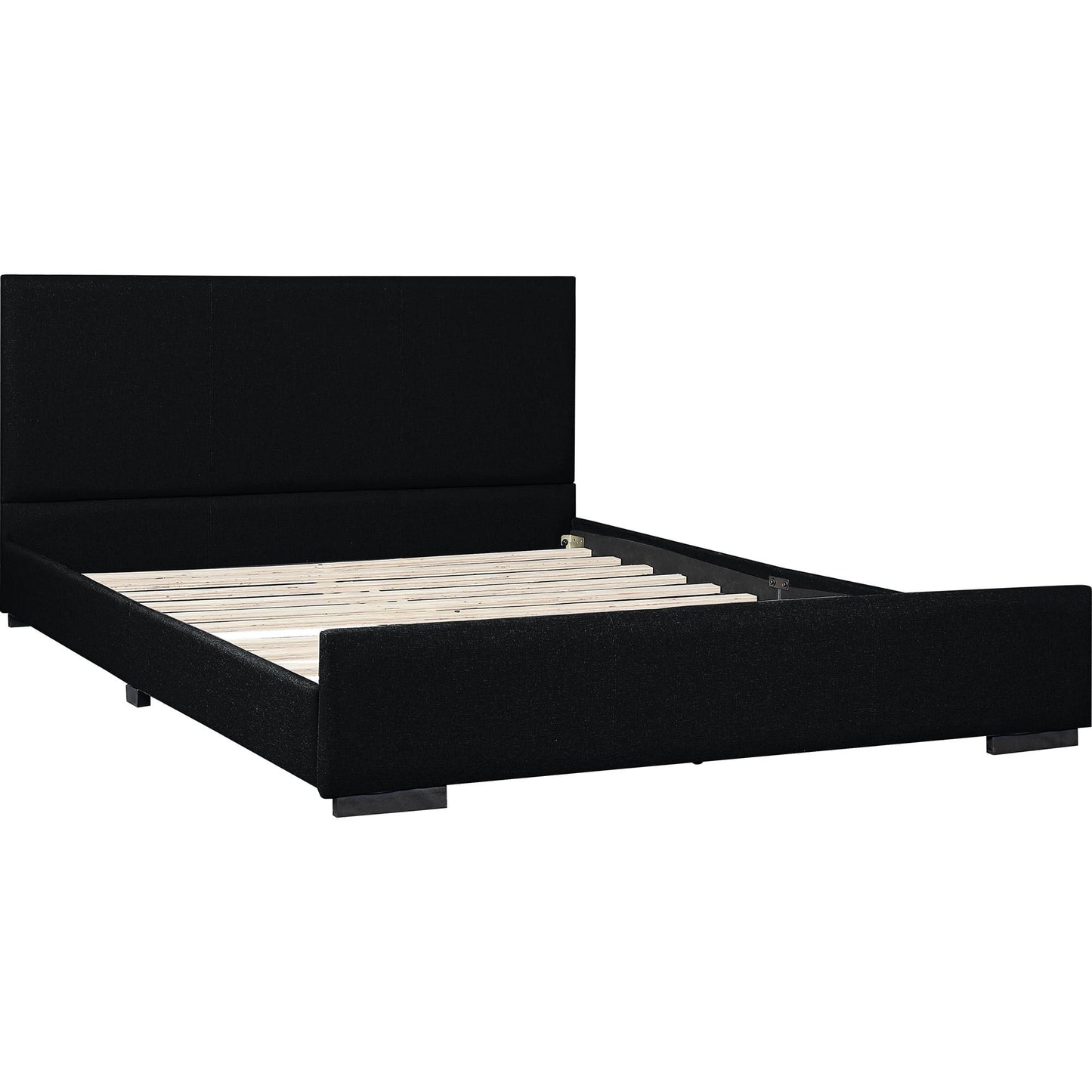 Black Wood Upholstered Queen Bed Frame