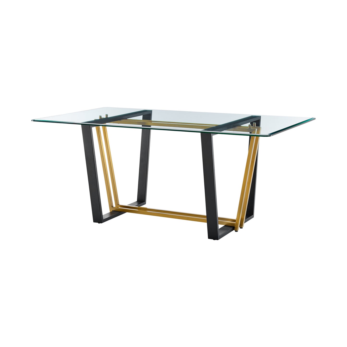 Clear And Gold Glass And Iron Sled Base Dining Table