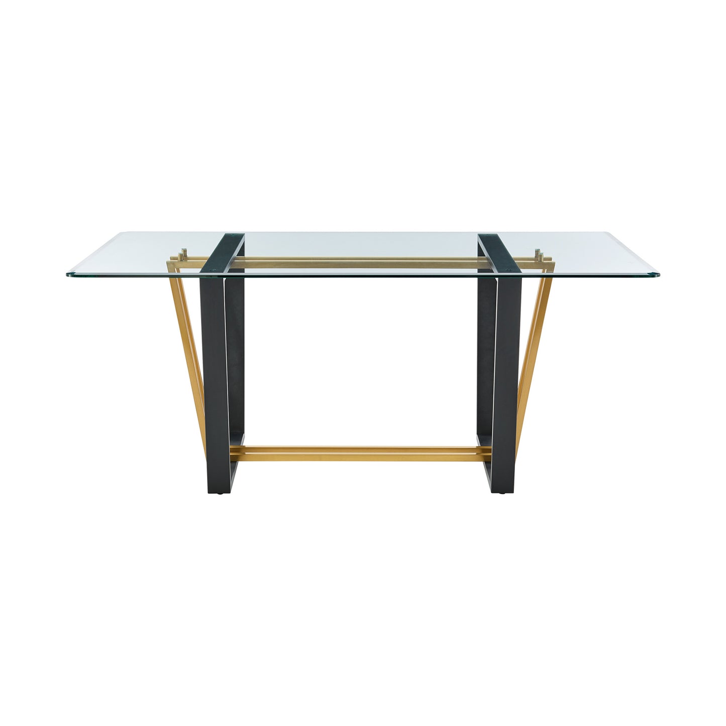 Clear And Gold Glass And Iron Sled Base Dining Table