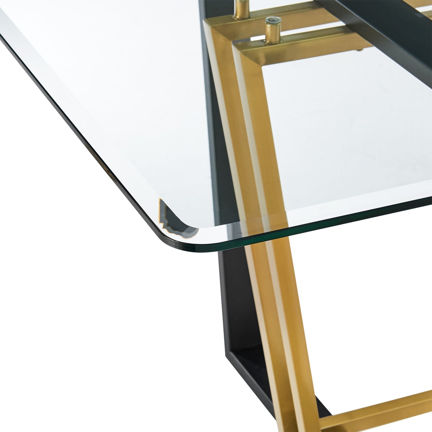 Clear And Gold Glass And Iron Sled Base Dining Table