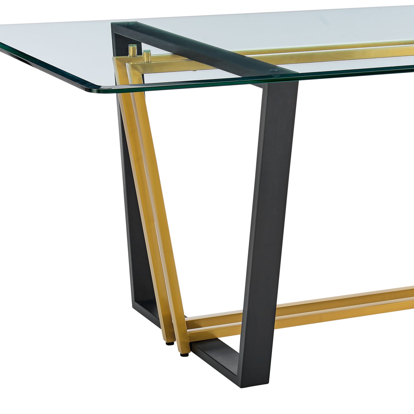 Clear And Gold Glass And Iron Sled Base Dining Table