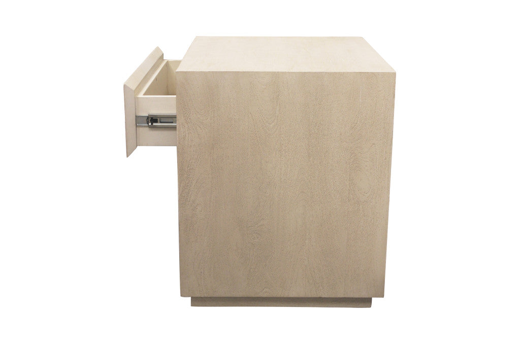 Natural One Drawer Solid Wood Nightstand