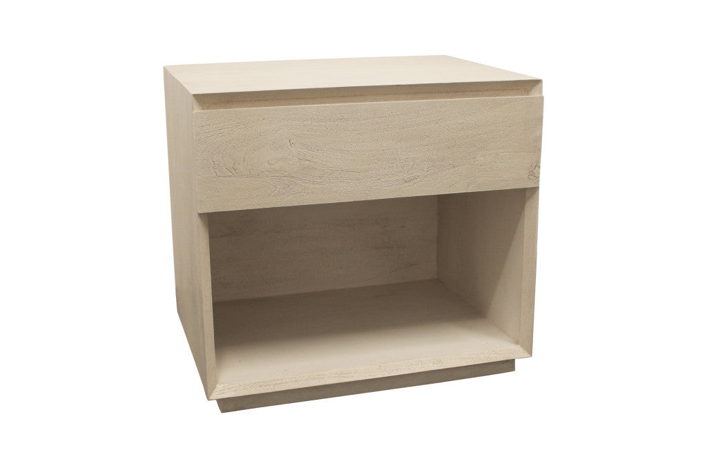 Natural One Drawer Solid Wood Nightstand