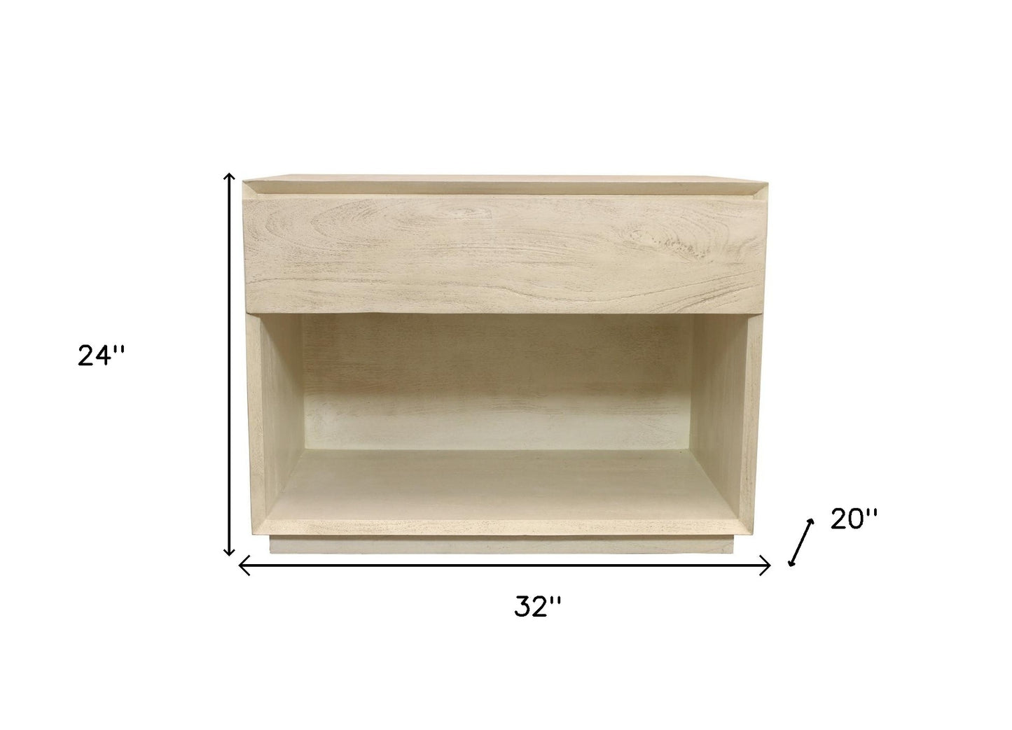 Natural One Drawer Solid Wood Nightstand