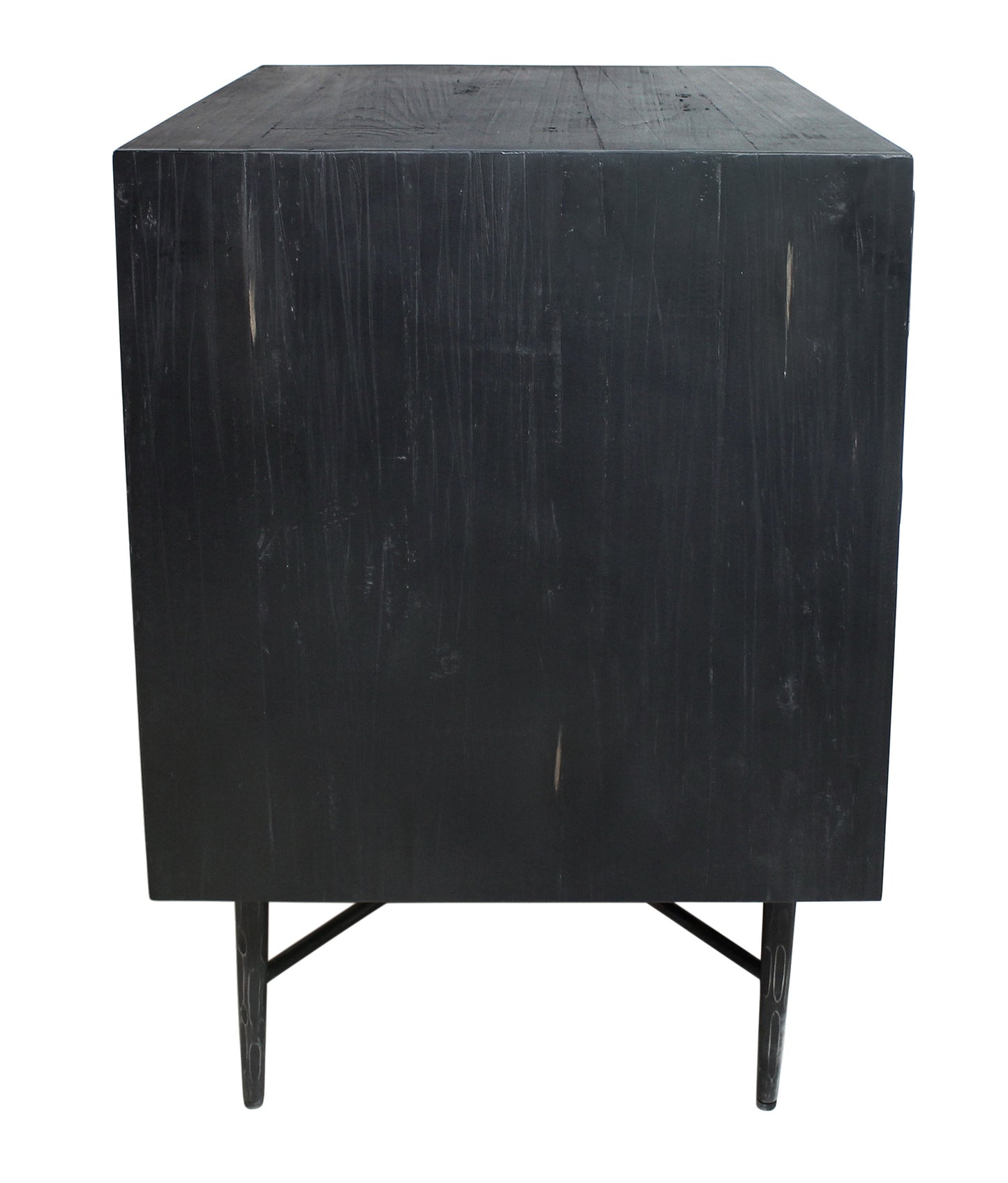 Distressed Black 2 Drawer Solid Wood Nightstand