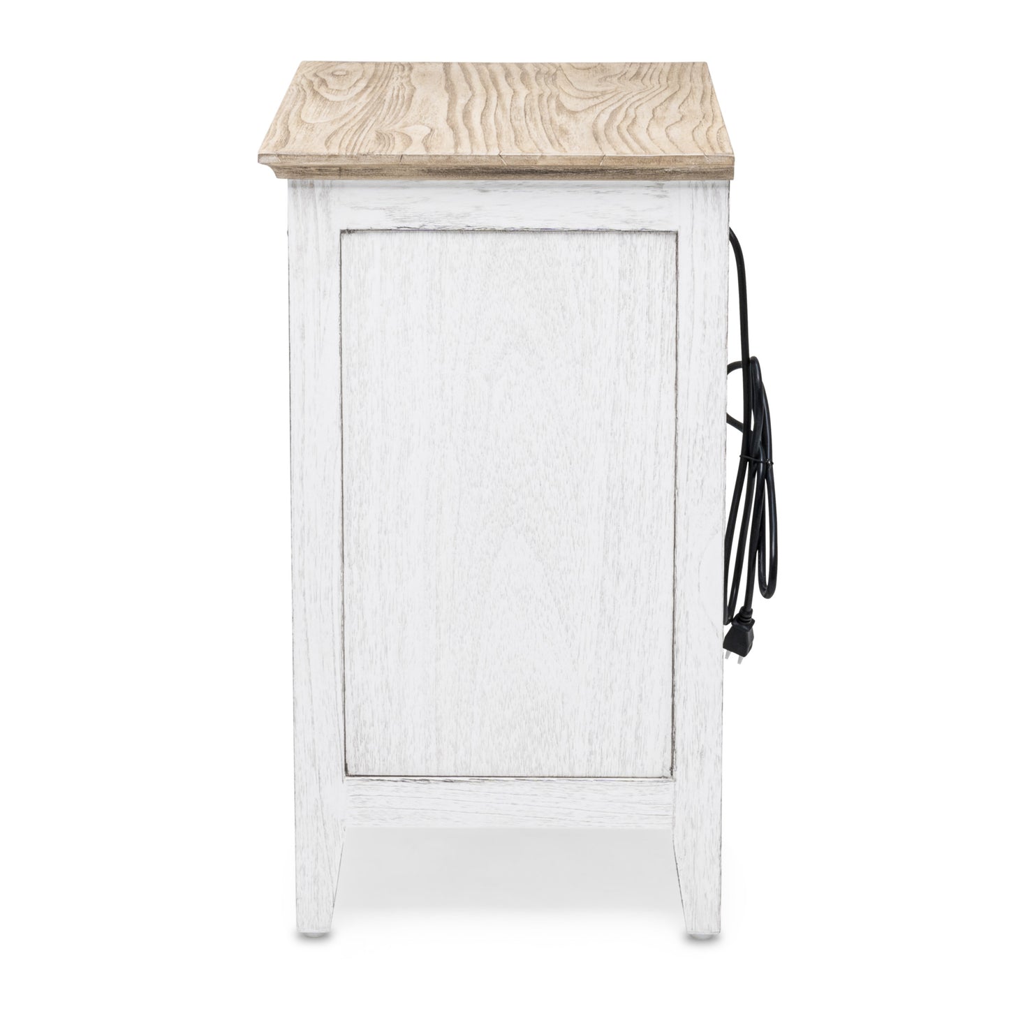 Natural & White Solid Wood 1 Drawer Nightstand
