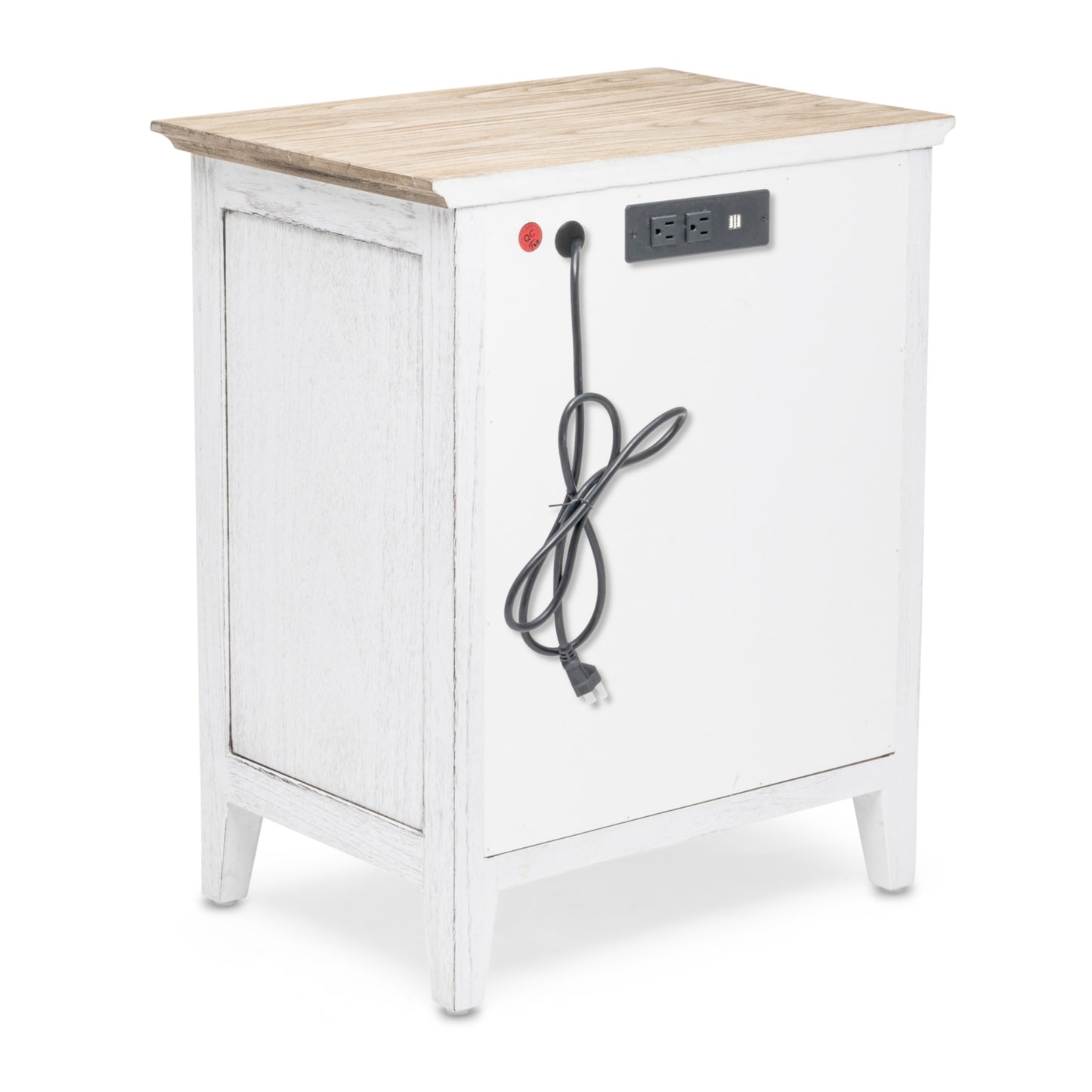 Natural & White Solid Wood 1 Drawer Nightstand