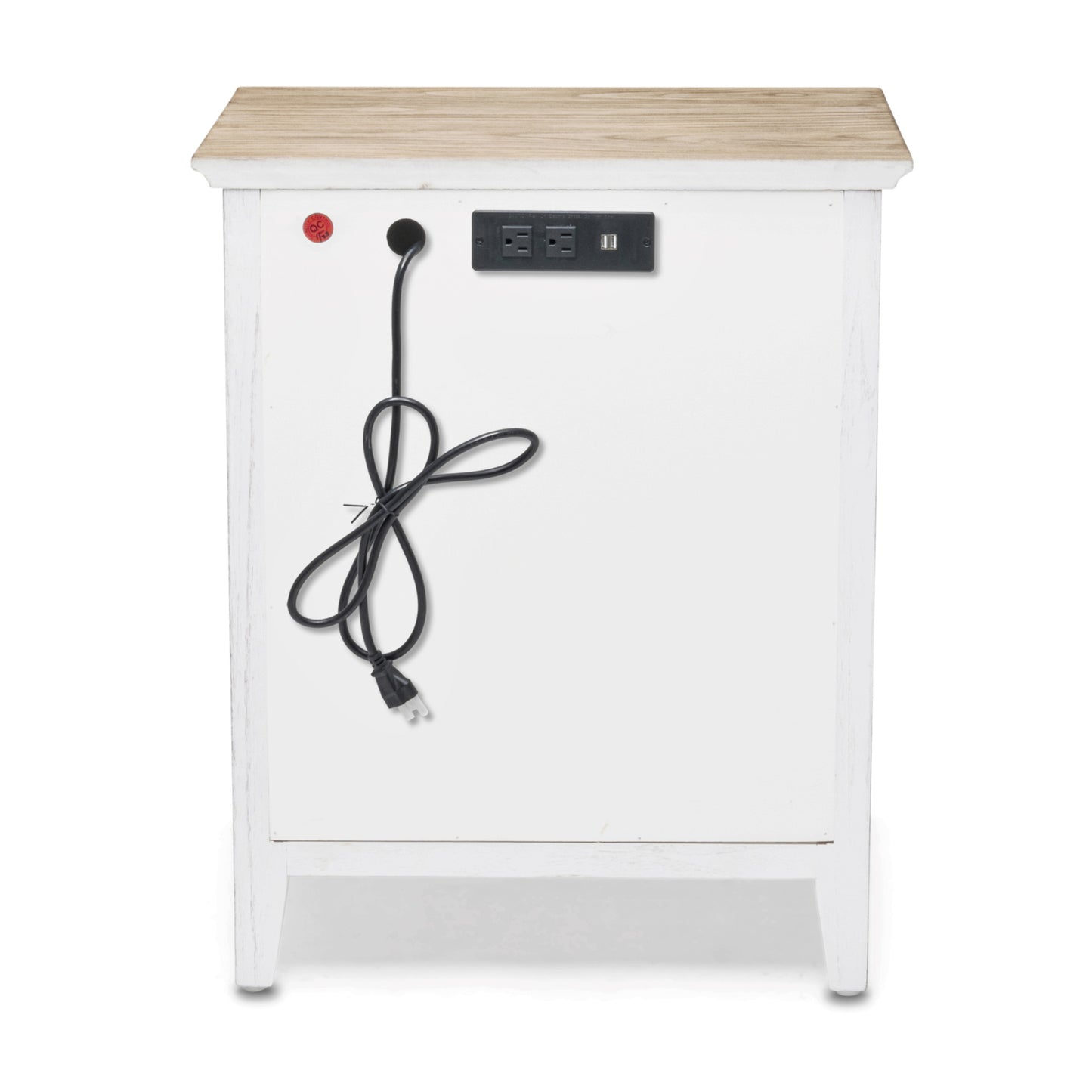 Natural & White Solid Wood 1 Drawer Nightstand