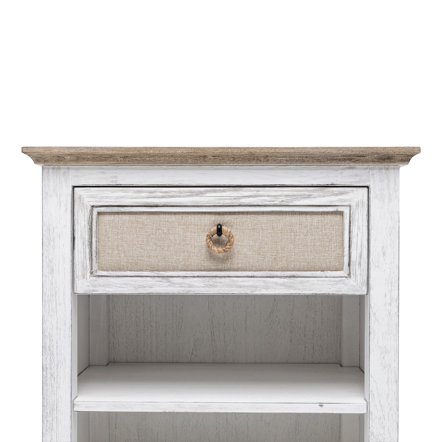 Natural & White Solid Wood 1 Drawer Nightstand