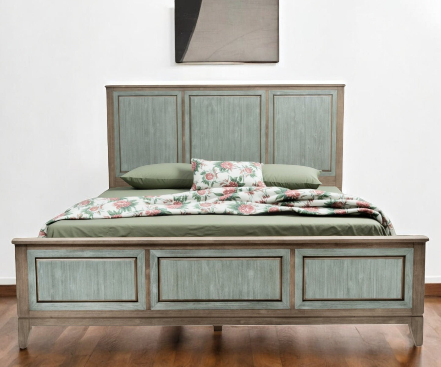 Shiplap Texture Distressed Solid Wood Bed Frame